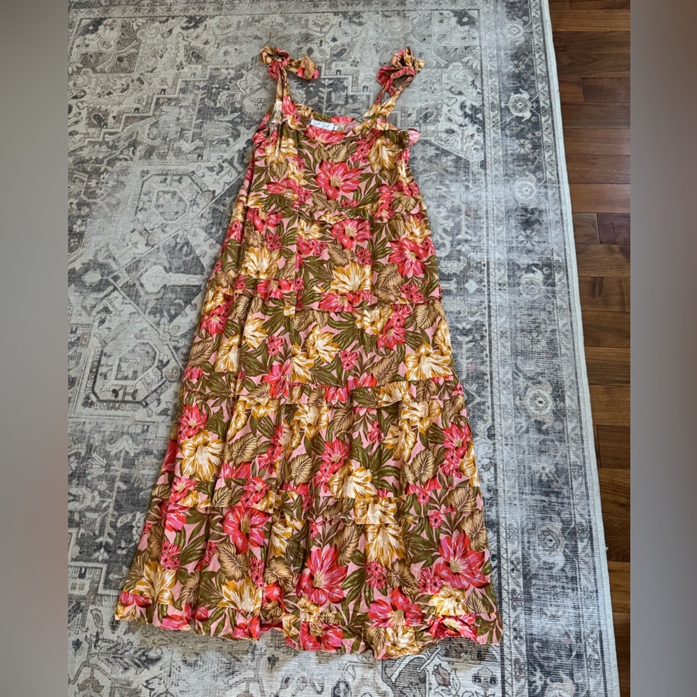 Petal and Pup Pissaro Bow Sleeve Maxi Floral Dress, Size Medium